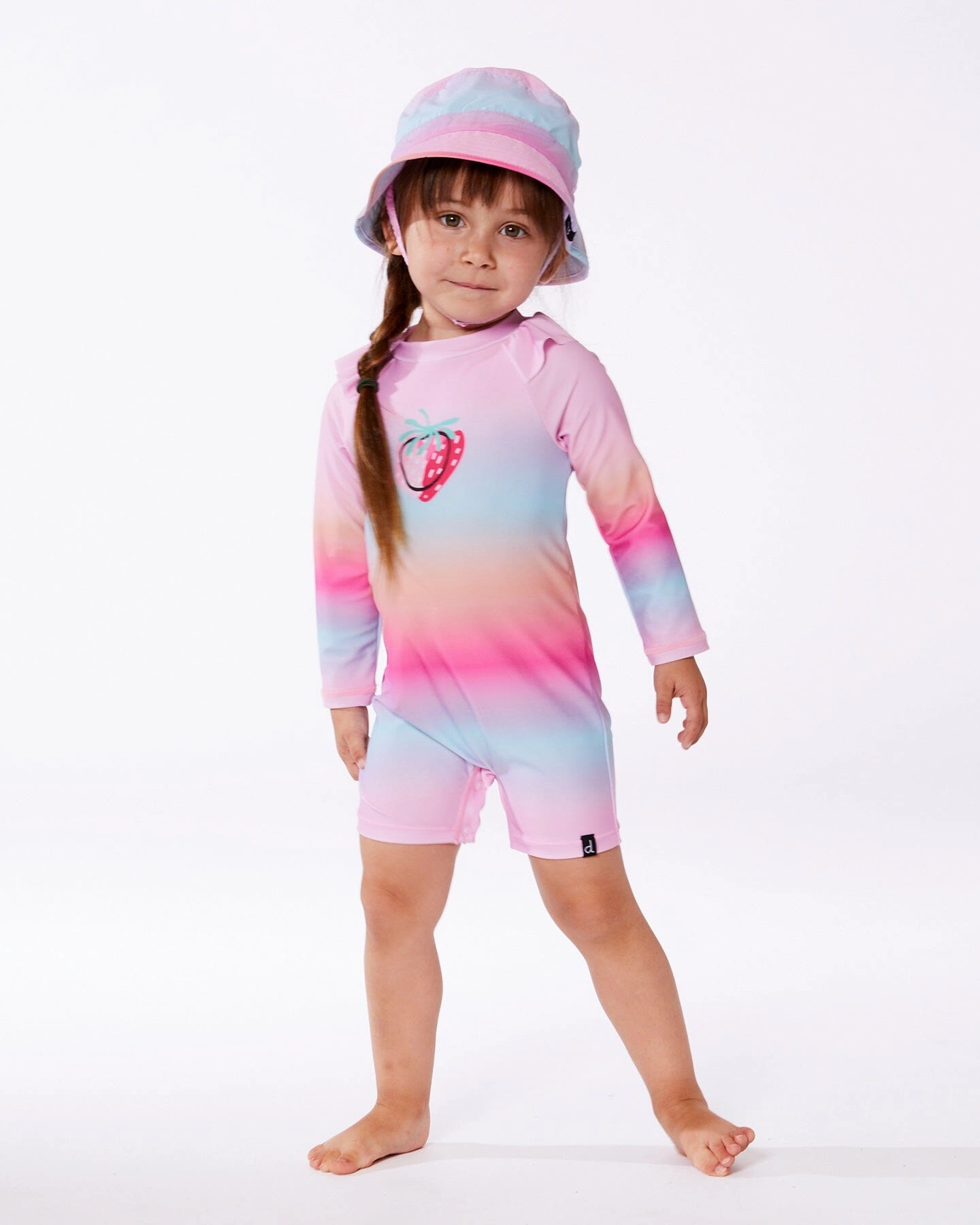 Long Sleeve One-Piece Rashguard Pink, Orange, And Turquoise