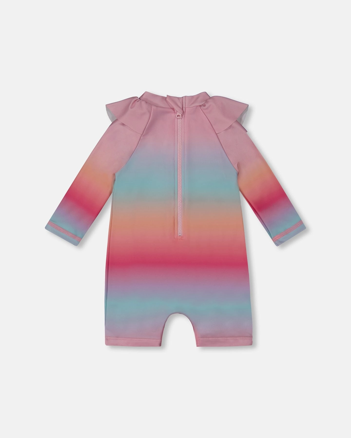 Long Sleeve One-Piece Rashguard Pink, Orange, And Turquoise