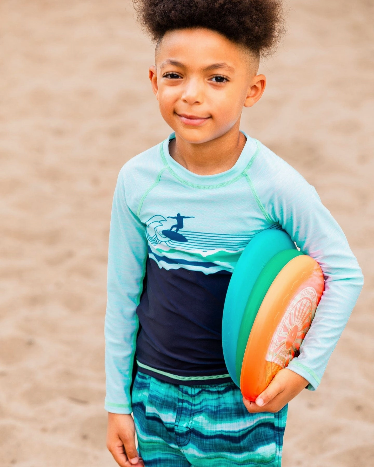 Long Sleeve Rashguard Navy Blue And Turquoise