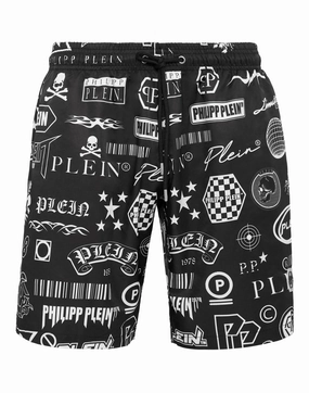 Long Swim-Trunks Logos mens beach swimwear, quick dry mens swimsuits