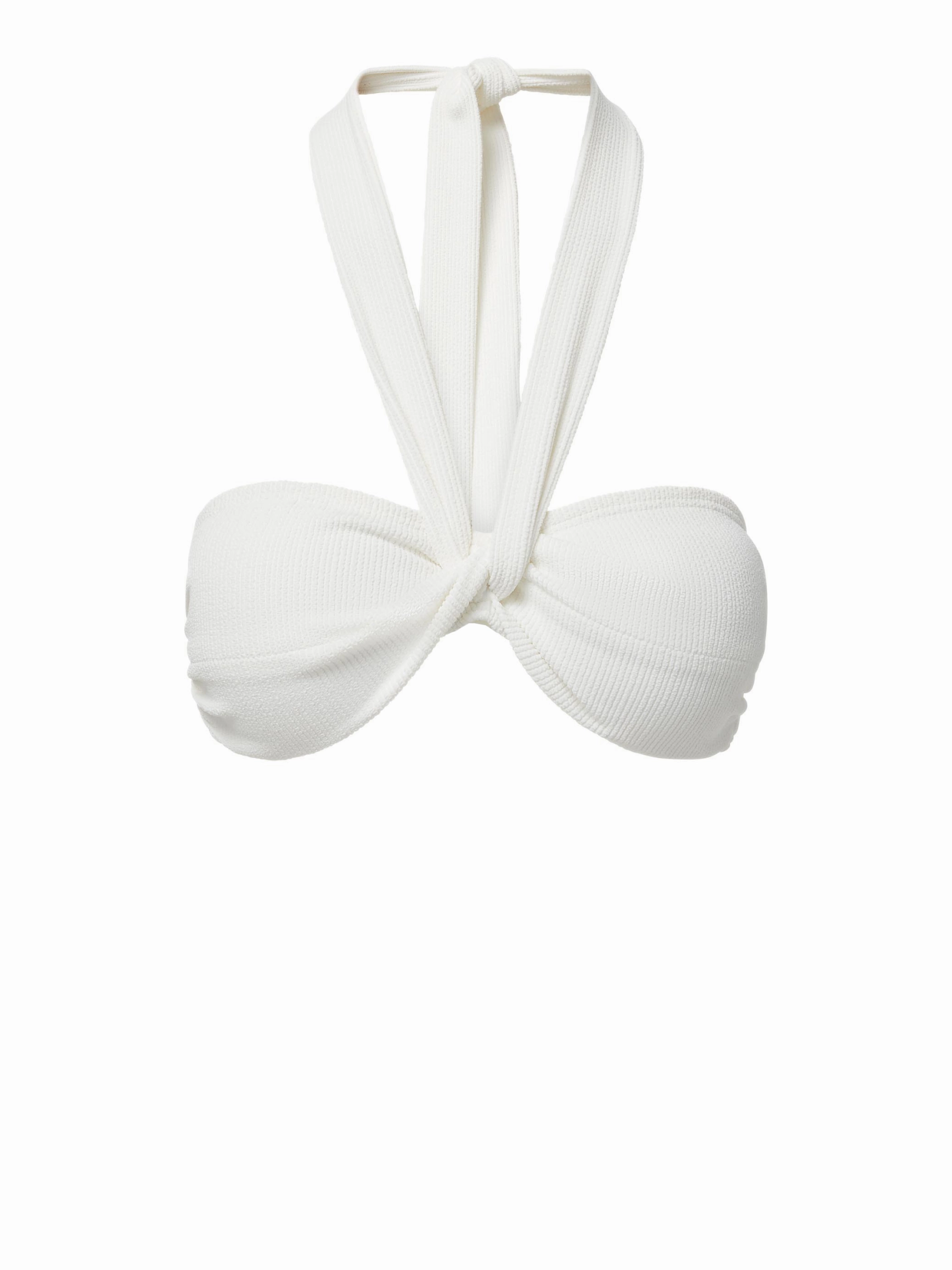 Loryn Swim Top Ivory Texture high waist swimwear women, swimsuit for women beachwear