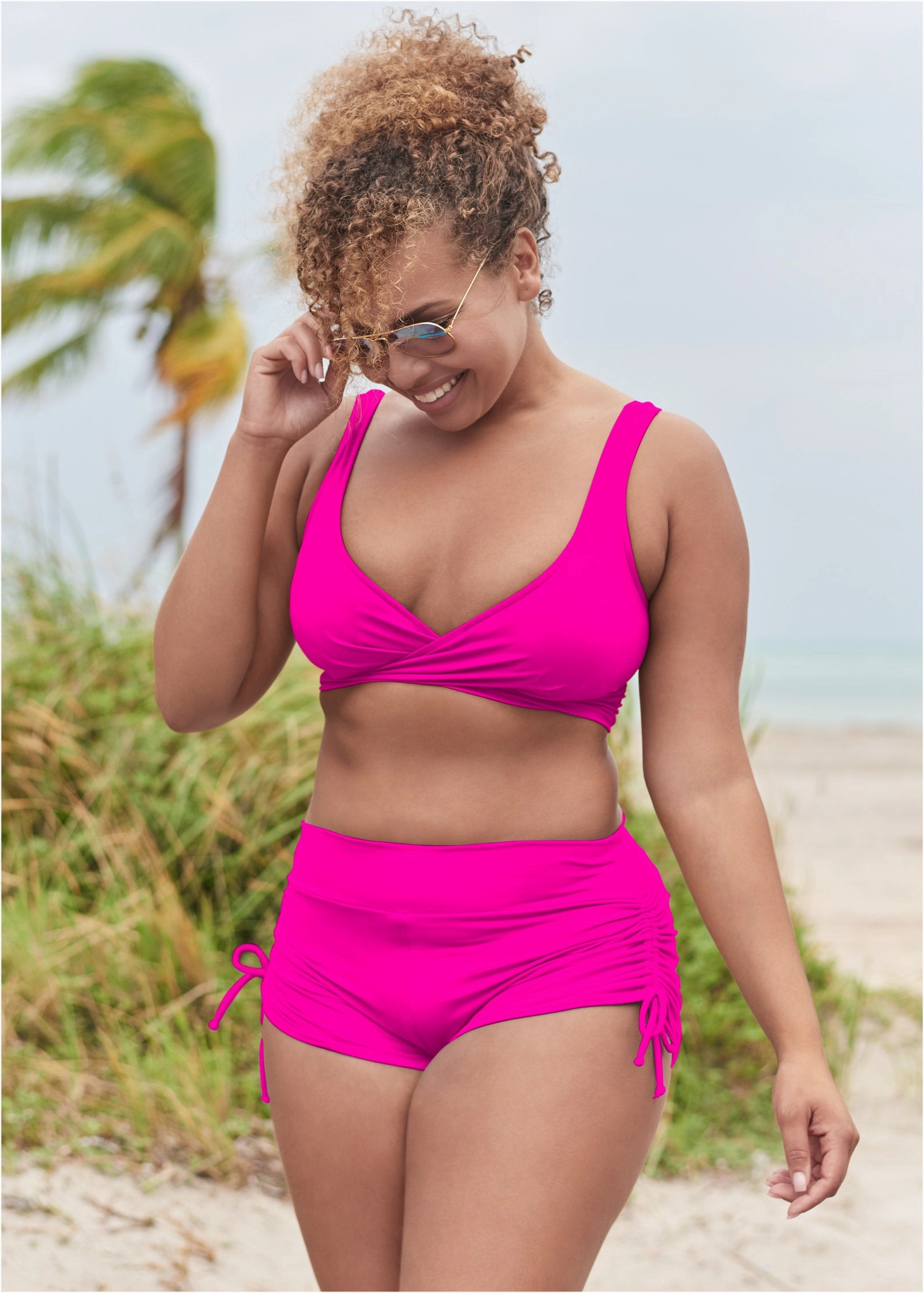 Lovely Lift Wrap Bikini Top - Electric Pink