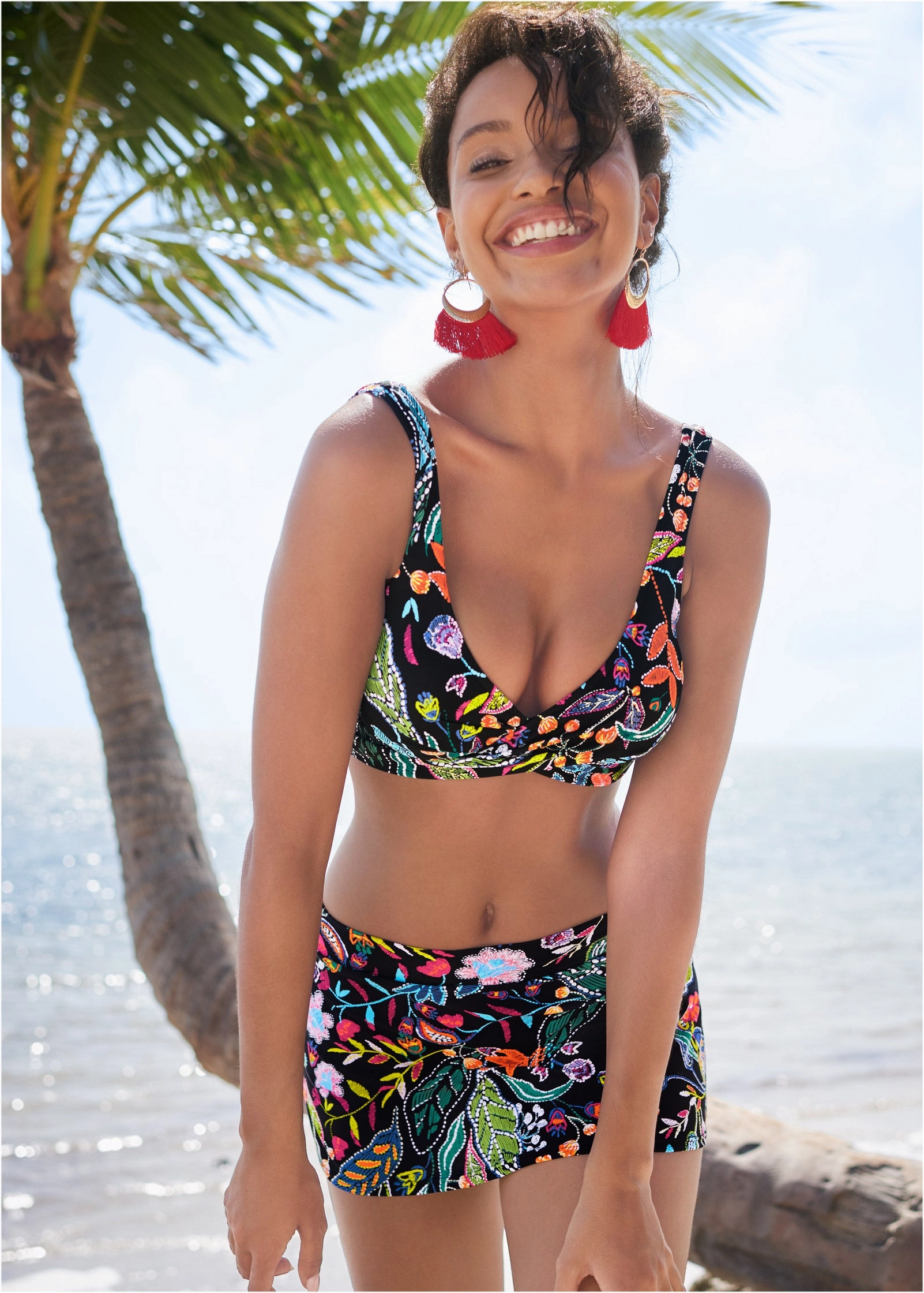 Lovely Lift Wrap Top - Midnight Elegance supportive swim tops, printed bikini tops