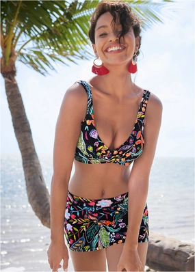 Lovely Lift Wrap Top - Midnight Elegance supportive swim tops, printed bikini tops