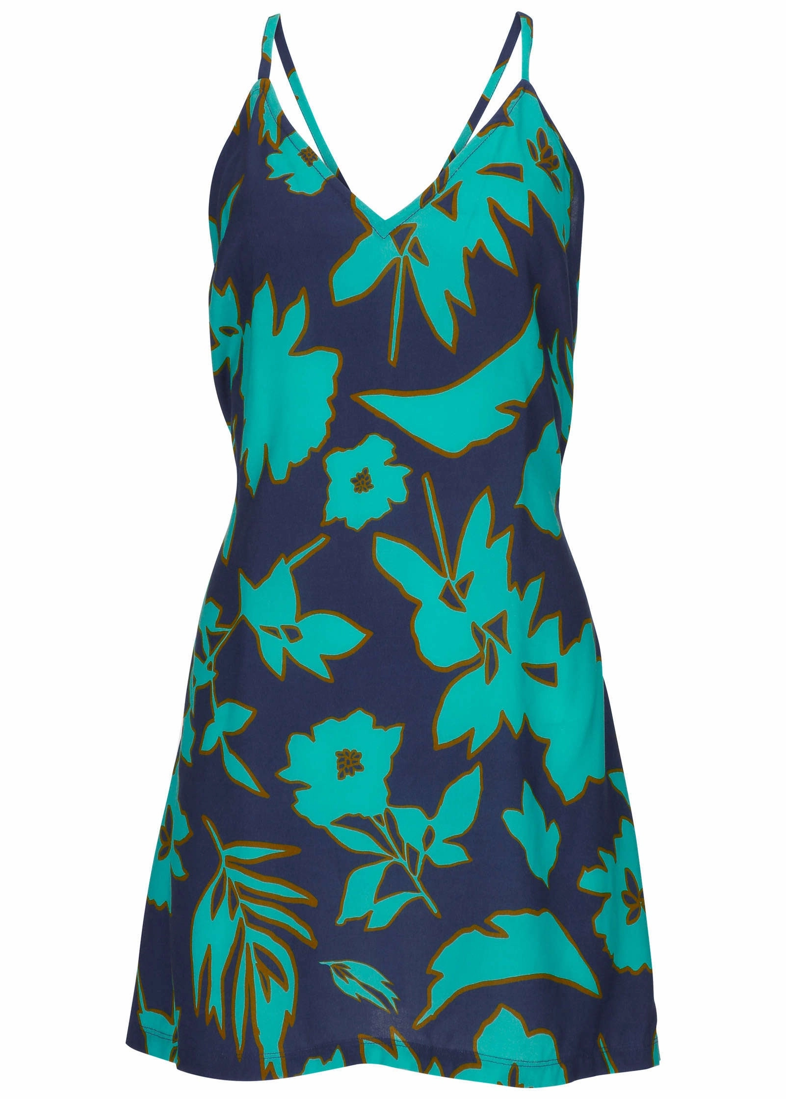 Low Back Cover-Up Dress - Blue Block Floral