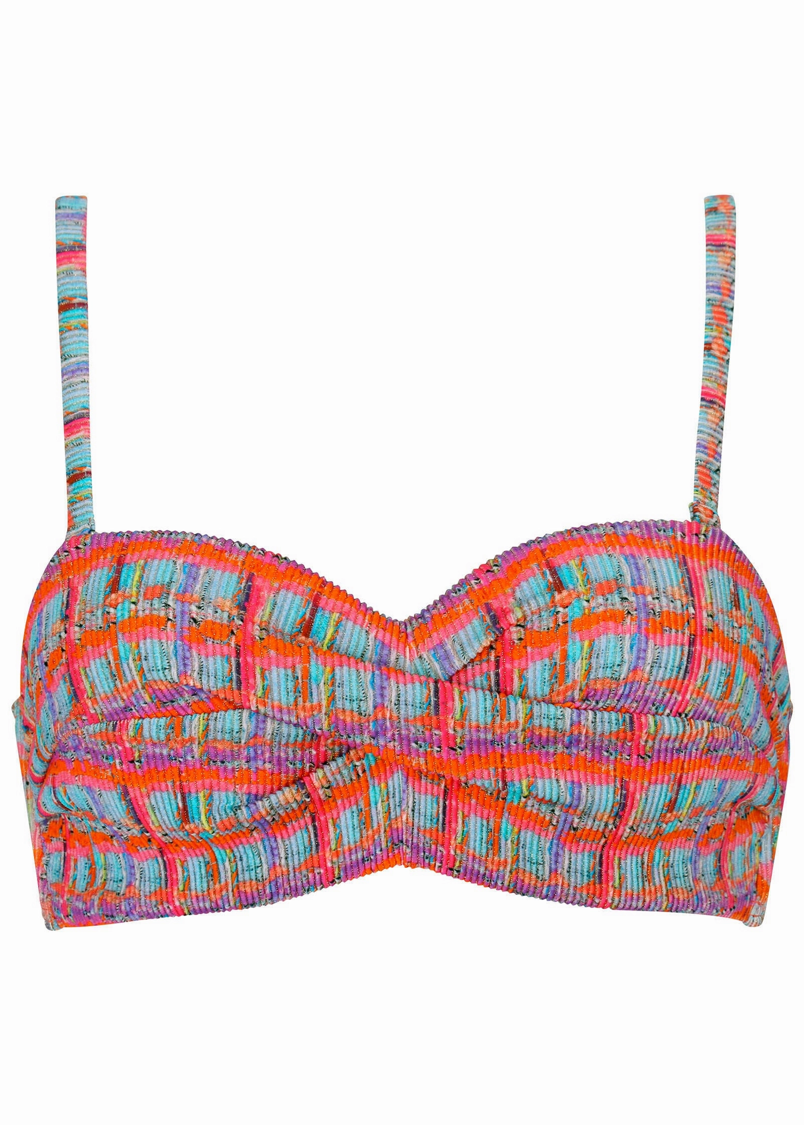 Lurex Rib Amalfi Bandeau Top - Tweedy Plaid
