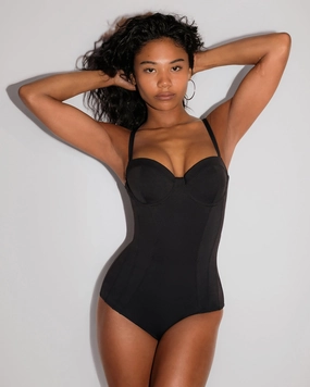 Lushy Hipster - Black shaping swimwear for women, tummy control sculpting swimsuits