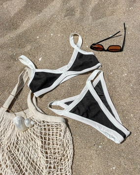 Mackenzie Bikini Bottom - Black-Cream timeless swimwear styles women, comfy swimwear for women