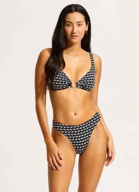 Mala High Leg Bikini Bottom - Black high waist bikinis women, cheeky cut bikinis for women
