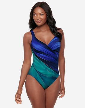 Maldiva Its A Wrap Swimsuit - Blue Multi padded swimwear for women, padded bikini tops