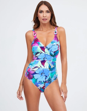 Malena Wrap Swimsuit - Turquoise plus size swimwear women, curvy womens swimsuits