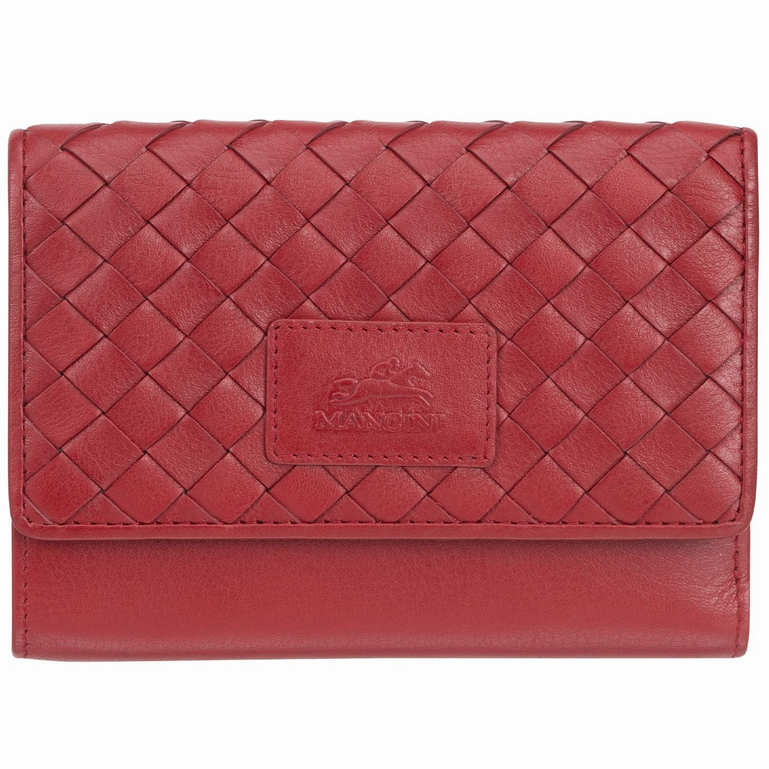 Mancini Basket Weave Rfid Secure Medium Clutch Wallet Security Zip Pouch Secure Travel Wallet