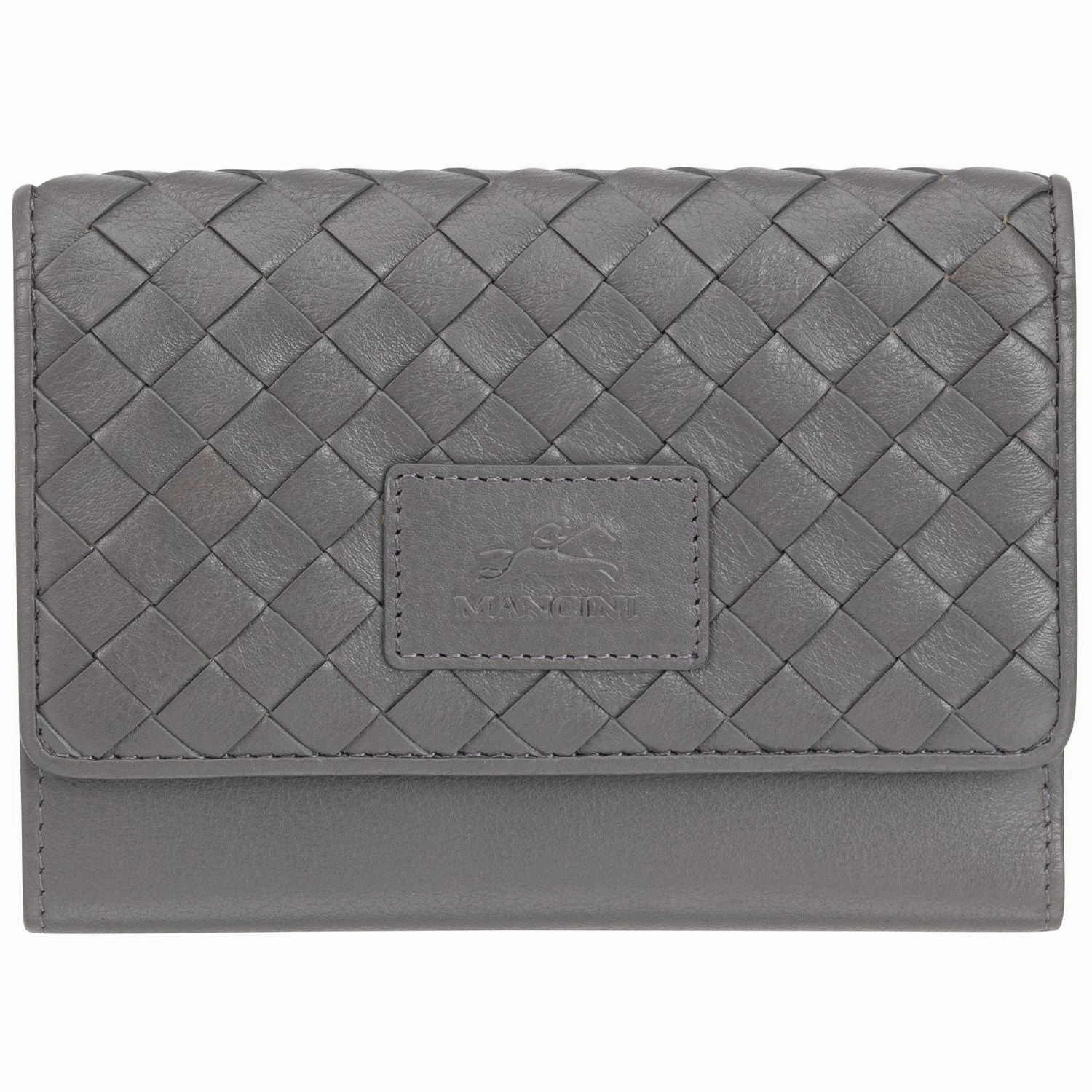 Mancini Basket Weave Rfid Secure Medium Clutch Wallet Anti-Theft Card Holder Travel Money Pouch