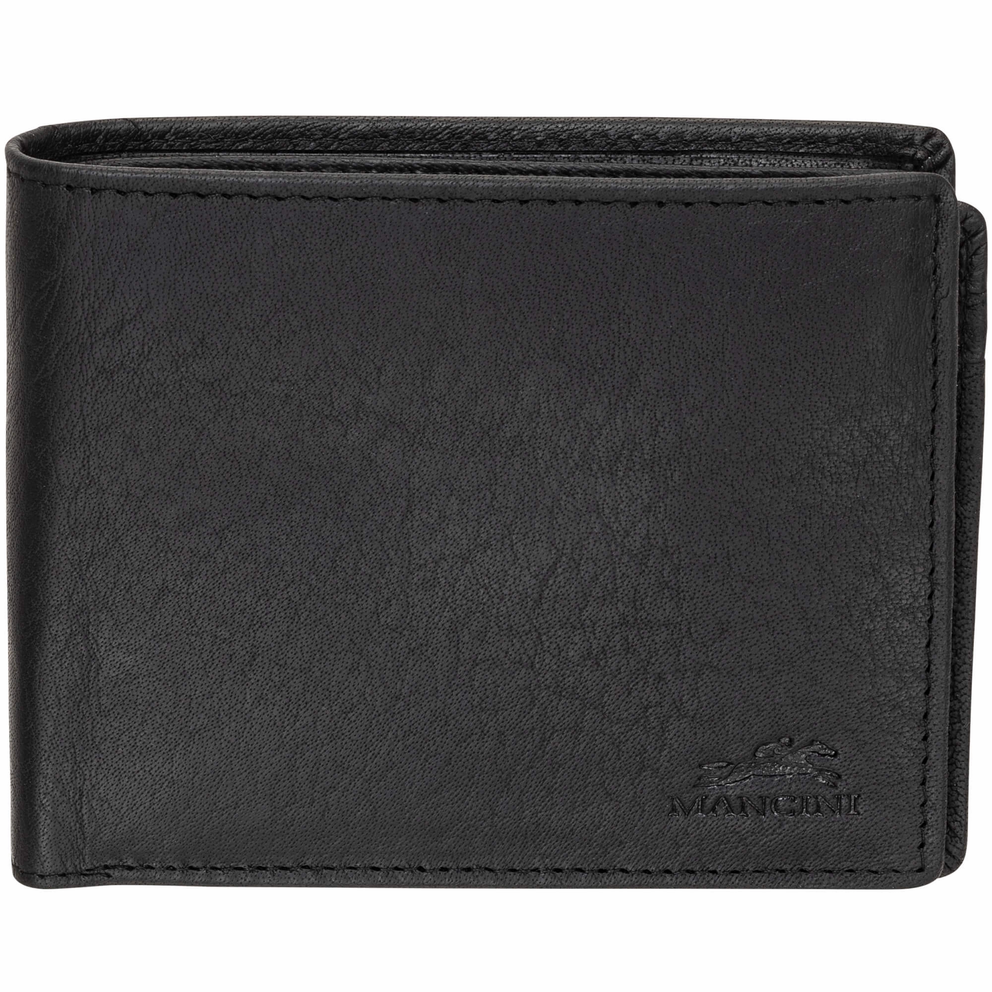 Mancini Buffalo Rfid Secure Center Wing Wallet With Coin Pocket Travel Card Protector Anti-Theft Card Case