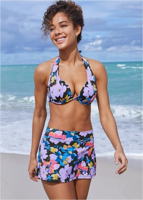 Marilyn Push-Up Halter Top - Evening Bloom swimwear for all body types, comfortable womens beachwear