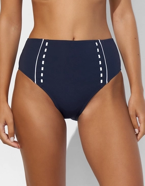 Marine Mindset High Waist Bikini Pant - Skipper Blue adjustable swim bottoms women, flattering bikini bottoms