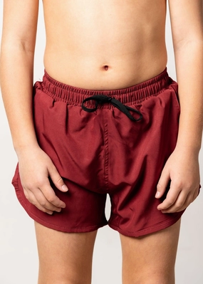 Maroon | Youth Retro Shorties boys summer swimwear, boys rash guard swim sets
