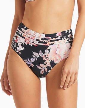Martini High Waist Bikini Pant - Black adjustable swim bottoms women, flattering bikini bottoms