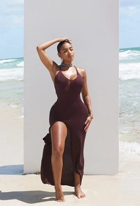 Matte Resort Santos Knit Dress - Chocolate affordable swimsuits for women, elegant women's swimwear