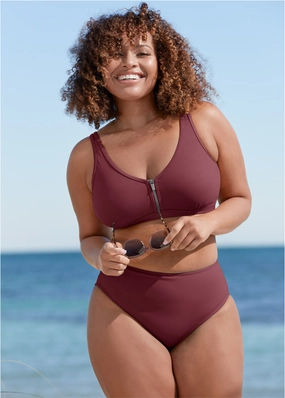 Maui Bikini Bottom - Dark Mahogany black swim bottoms women, solid color bikini bottoms