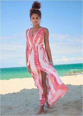Maxi Cover-Up Dress - Pink Tie Dye womens sun protection swimwear, trendy swimwear collection