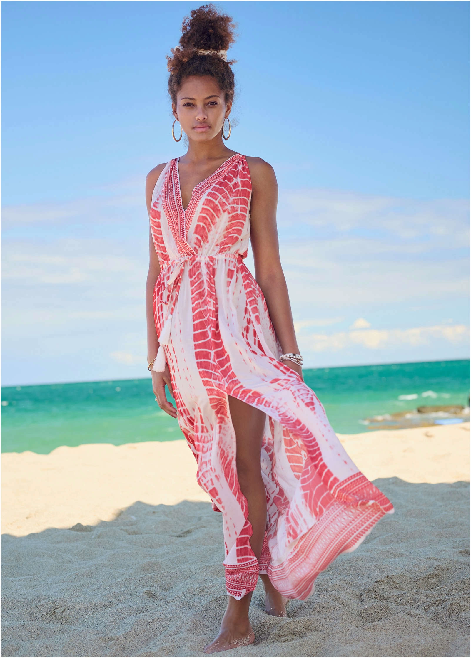 Maxi Cover-Up Dress - Pink Tie Dye womens sun protection swimwear, trendy swimwear collection