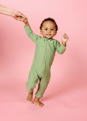 Meadow Green | Baby Rashguard One-Piece (Unisex) boys summer swimwear, boys rash guard swim sets