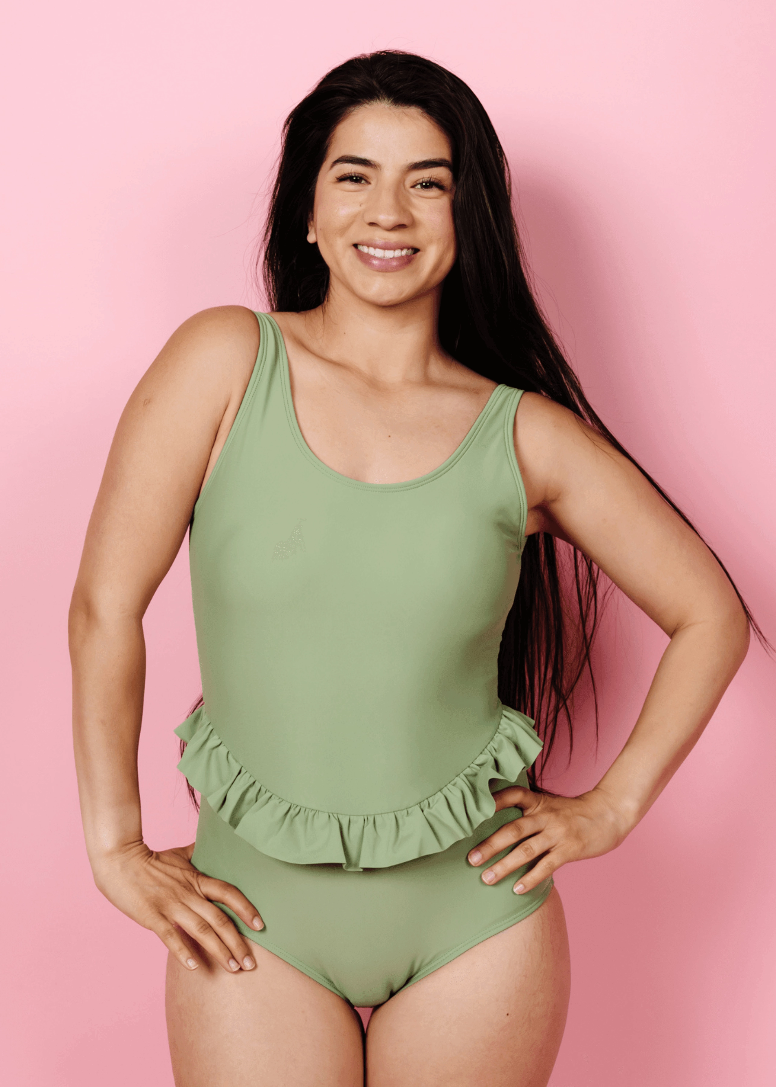 Meadow Green | Skirted One-Piece elastic waistband swim bottoms, mix-and-match bikini bottoms
