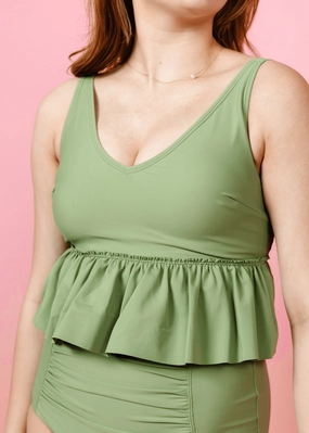 Meadow Green | V-Neck Top tankini swim tops, adjustable bikini tops