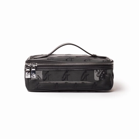 Travel Bag Collapsible Travel Bag Medium Mesh Monogram Toiletry Bag - Black