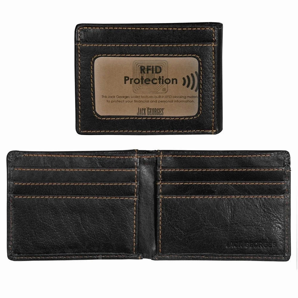 Jack Georges Voyager Slim Bifold Wallet RFID Key Wallet RFID Blocking Neck Wallet