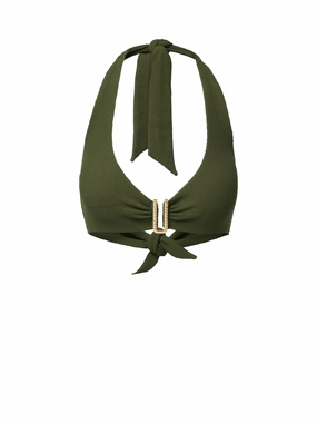 Melissa Top Olive Texture high waist swimwear women, swimsuit for women beachwear