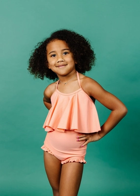 Melon | Mini All Ruffled Up Bottoms girls full coverage swimwear, kids swimwear for pool