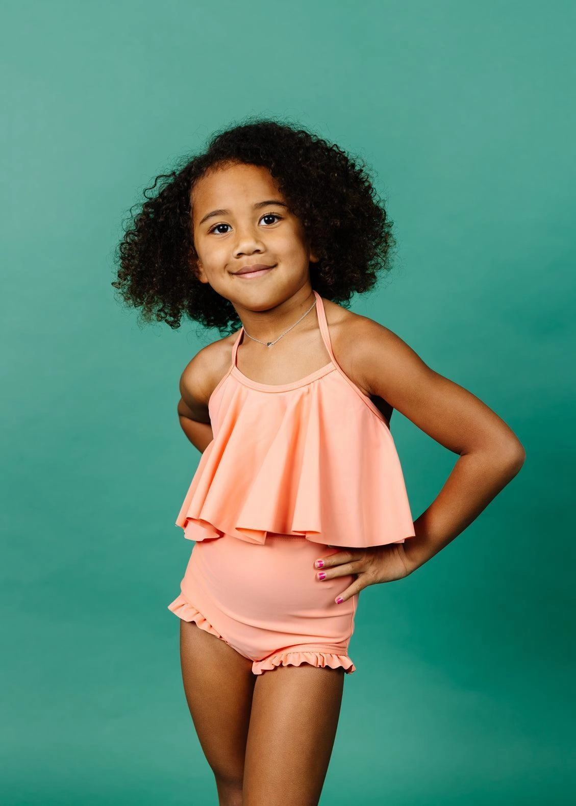Melon | Mini All Ruffled Up Bottoms girls full coverage swimwear, kids swimwear for pool
