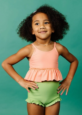 Melon | Mini Peplum Top girls full coverage swimwear, kids swimwear for pool