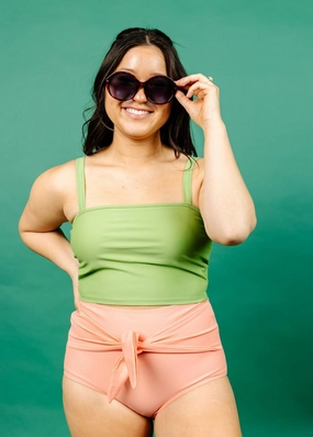 Melon | Tie-Up-Front Bottoms elastic waistband swim bottoms, mix-and-match bikini bottoms