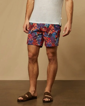 Men Elastic Calder 6" Swim Trunks In Multi mens beach swimwear, quick dry mens swimsuits