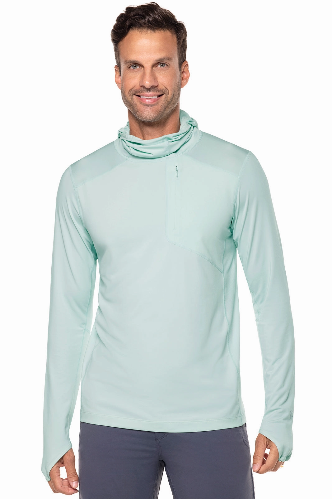 Men's Andros Fishing Hoodie | Misty Aqua men's full coverage swimwear, casual swimwear for men