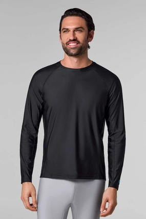 Men's Hightide Lite Long Sleeve Shirt | Black men's full coverage swimwear, casual swimwear for men