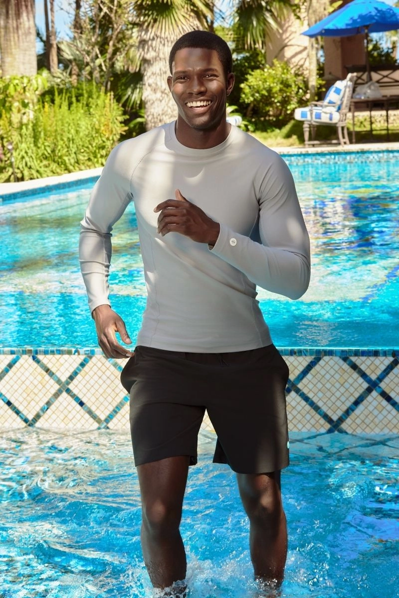 Men's Hightide Lite Long Sleeve Shirt | Slate men's full coverage swimwear, casual swimwear for men