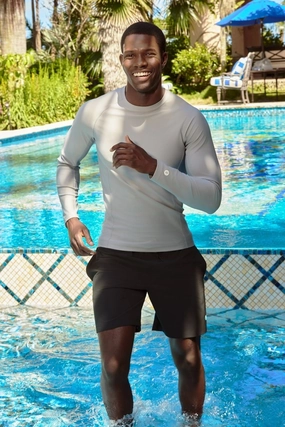 Men's Hightide Lite Long Sleeve Shirt | Slate men's full coverage swimwear, casual swimwear for men