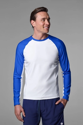 Men's Hightide Long Sleeve Swim Shirt | Colorblock Baja Blue men's full coverage swimwear, casual swimwear for men