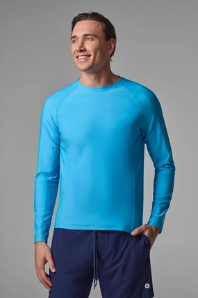 Men's Hightide Long Sleeve Swim Shirt | Malibu Blue men's full coverage swimwear, casual swimwear for men