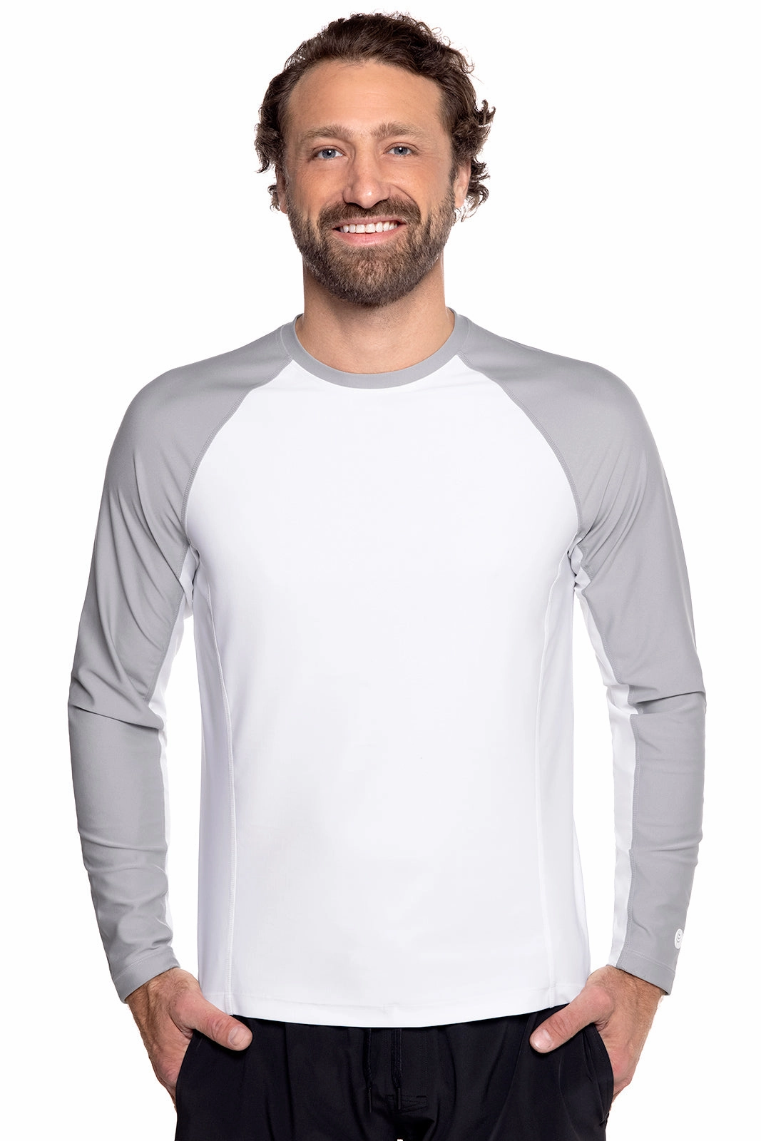 Men's Hightide Long Sleeve Swim Shirt | Slate/White Colorblock men's full coverage swimwear, casual swimwear for men