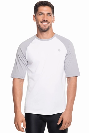 Men's Hightide Short Sleeve Swim Shirt | Mercury/White Colorblock men's full coverage swimwear, casual swimwear for men