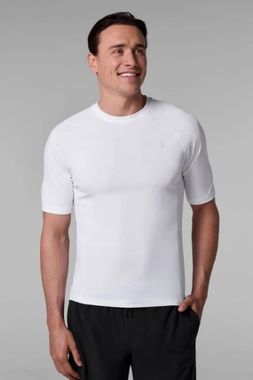 Men's Hightide Short Sleeve Swim Shirt | White men's full coverage swimwear, casual swimwear for men