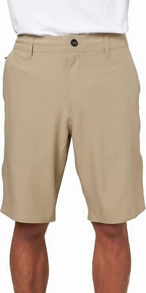 Men's Loaded Heather Hybrid Board Shorts In Khaki mens full coverage swimwear, stylish mens swim trunks