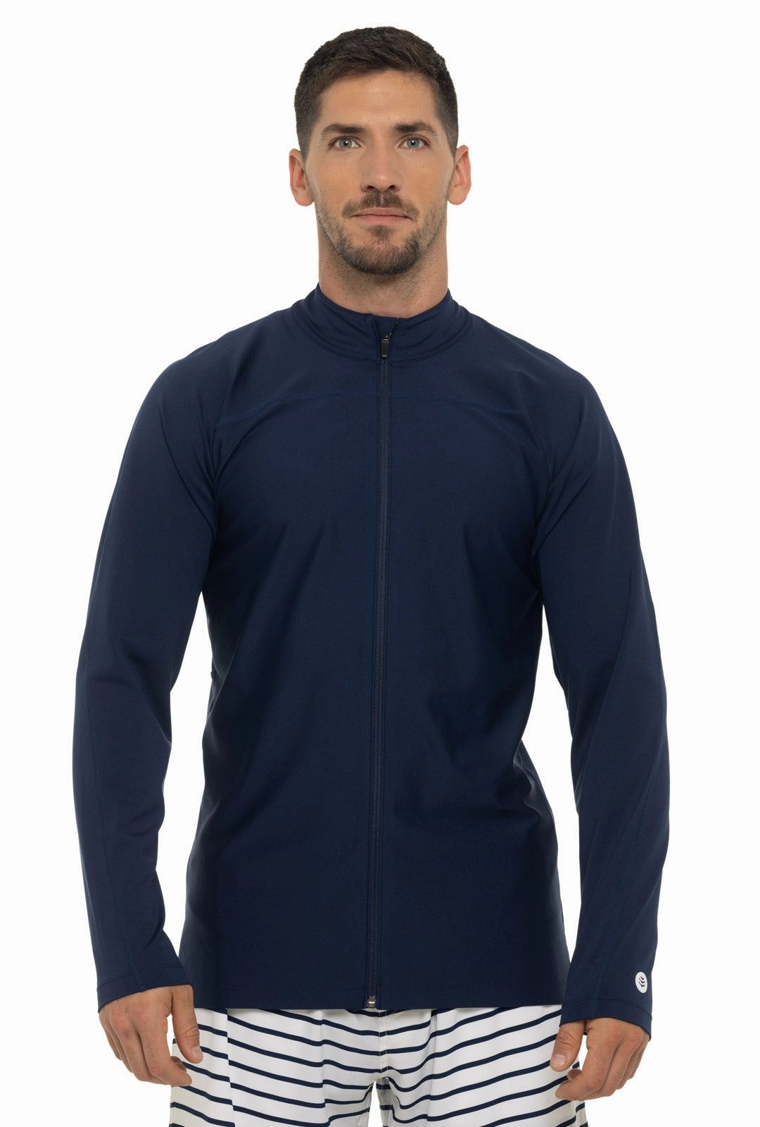 Men's Menorca Long Sleeve Water Jacket | Navy men's full coverage swimwear, casual swimwear for men