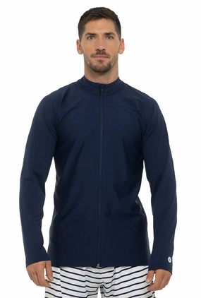 Men's Menorca Long Sleeve Water Jacket | Navy men's full coverage swimwear, casual swimwear for men