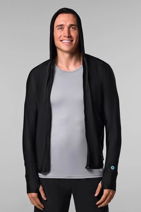 Men's Ocala Swim Hoodie | Black men's full coverage swimwear, casual swimwear for men